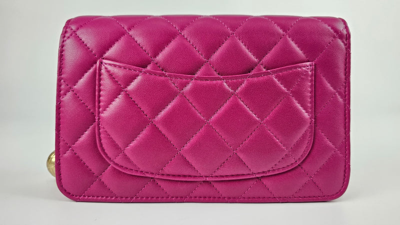 Pink Lambskin Quilted CC Pearl Crush WOC GHW (Cash Price in Description)