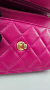 Pink Lambskin Quilted CC Pearl Crush WOC GHW (Cash Price in Description)