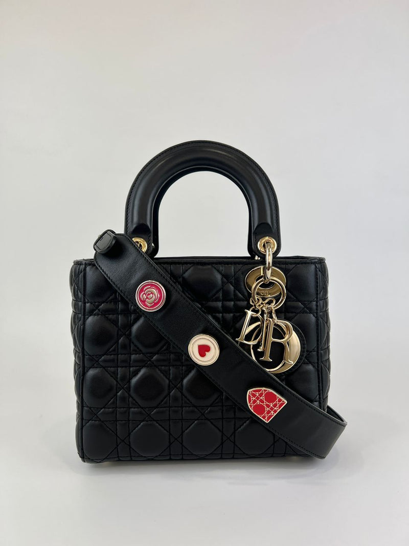 Black Cannage Lambskin Small Lady Dior My ABCDior Bag LGHW