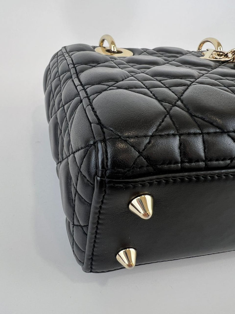 Black Cannage Lambskin Small Lady Dior My ABCDior Bag LGHW