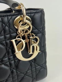 Black Cannage Lambskin Small Lady Dior My ABCDior Bag LGHW