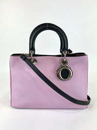 Purple/Black/Pink Smooth Calfskin Leather Diorissimo Medium Tote Bag