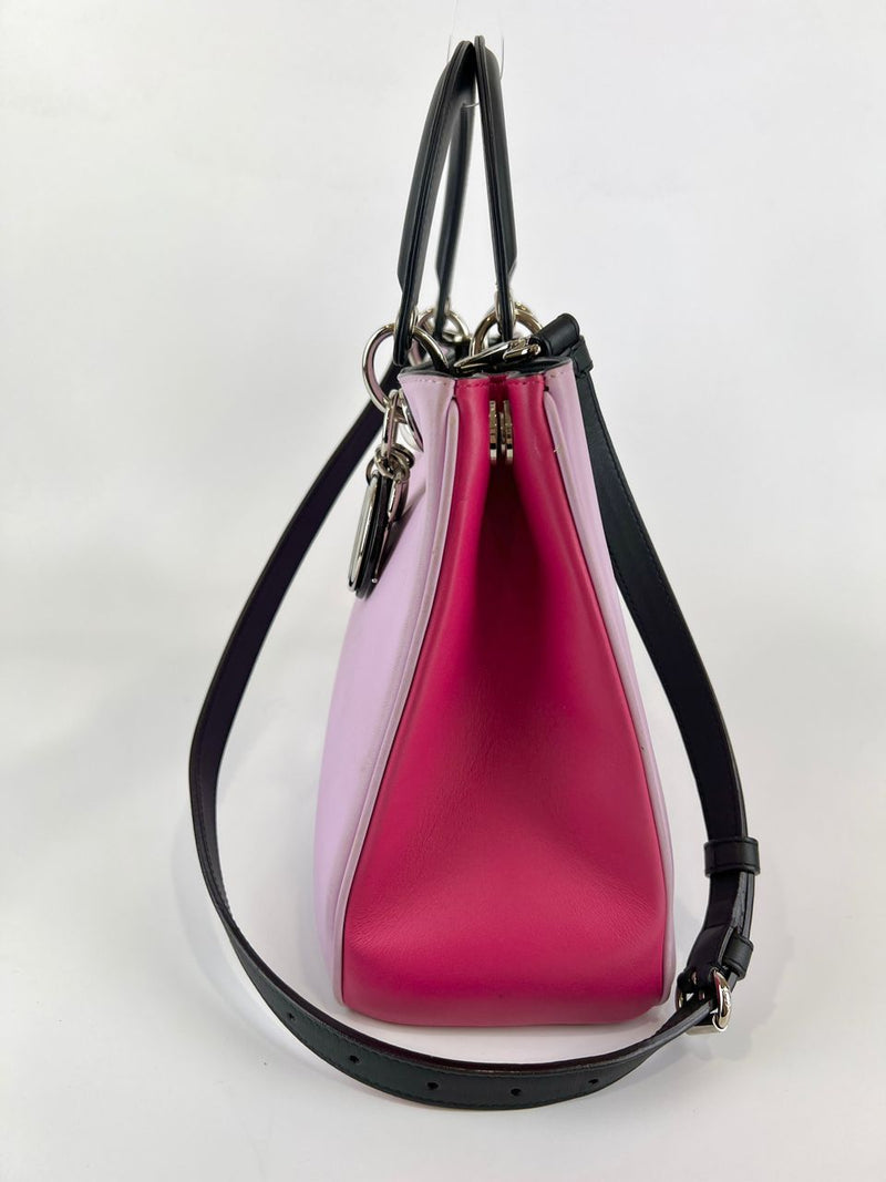 Purple/Black/Pink Smooth Calfskin Leather Diorissimo Medium Tote Bag