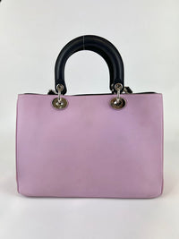 Purple/Black/Pink Smooth Calfskin Leather Diorissimo Medium Tote Bag