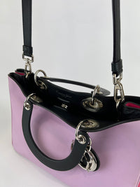 Purple/Black/Pink Smooth Calfskin Leather Diorissimo Medium Tote Bag