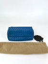 Blue Intrecciato Nappa Small Expandable Chain Crossbody Bag