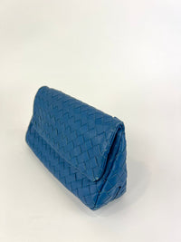 Blue Intrecciato Nappa Small Expandable Chain Crossbody Bag