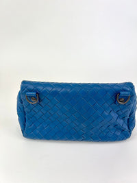 Blue Intrecciato Nappa Small Expandable Chain Crossbody Bag