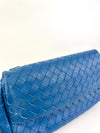 Blue Intrecciato Nappa Small Expandable Chain Crossbody Bag