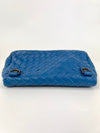 Blue Intrecciato Nappa Small Expandable Chain Crossbody Bag