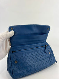 Blue Intrecciato Nappa Small Expandable Chain Crossbody Bag