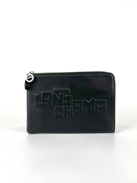 Black Leather Logo Clutch&nbsp;