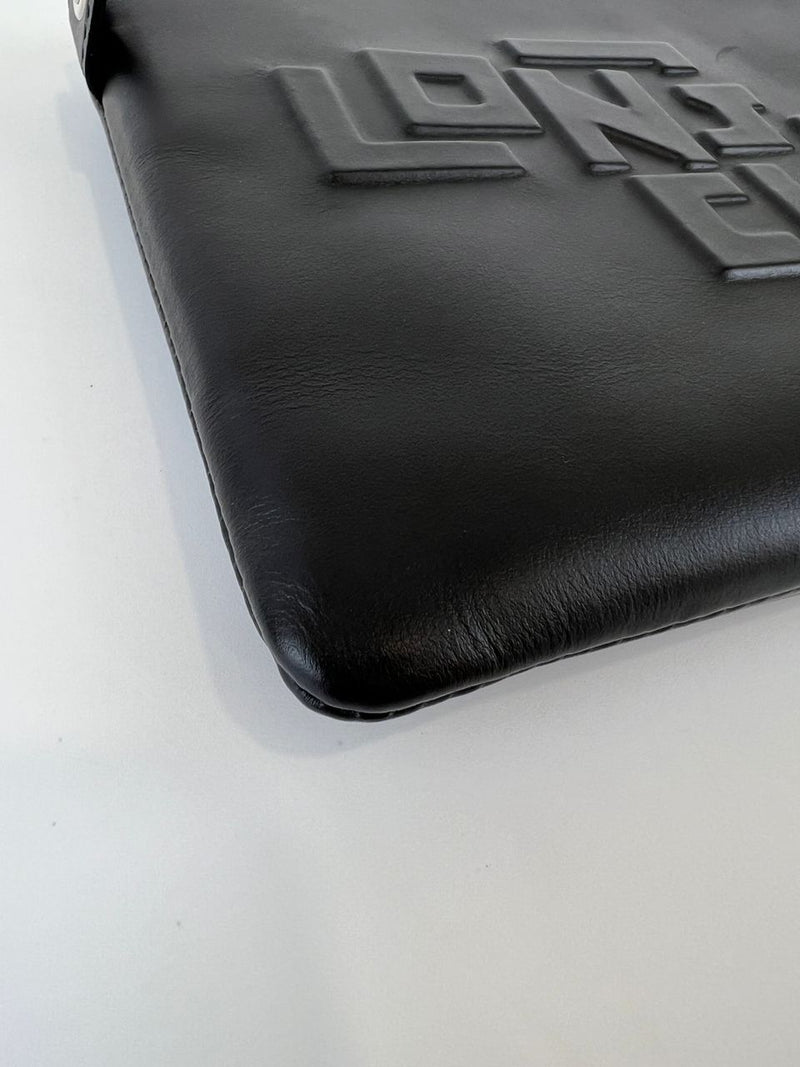 Black Leather Logo Clutch&nbsp;