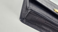 Black Small Darley Deep Embossed Croc Crossbody Bag