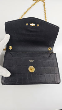 Black Small Darley Deep Embossed Croc Crossbody Bag