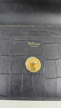 Black Small Darley Deep Embossed Croc Crossbody Bag