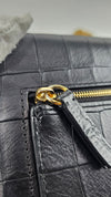 Black Small Darley Deep Embossed Croc Crossbody Bag