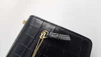 Black Small Darley Deep Embossed Croc Crossbody Bag