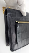 Black Small Darley Deep Embossed Croc Crossbody Bag