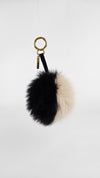 Fox Fur Pom Pom Bag Charm in Black / White