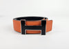 Reversible Belt in Feu Togo / Black Box Leather with Black H Buckle 32mm