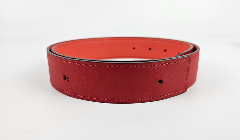 32mm Reversible Belt - Red Swift/Epsom with Martelee Gold Buckle