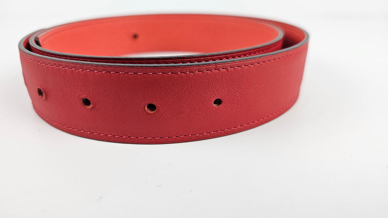 32mm Reversible Belt - Red Swift/Epsom with Martelee Gold Buckle