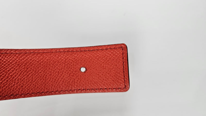 32mm Reversible Belt - Red Swift/Epsom with Martelee Gold Buckle