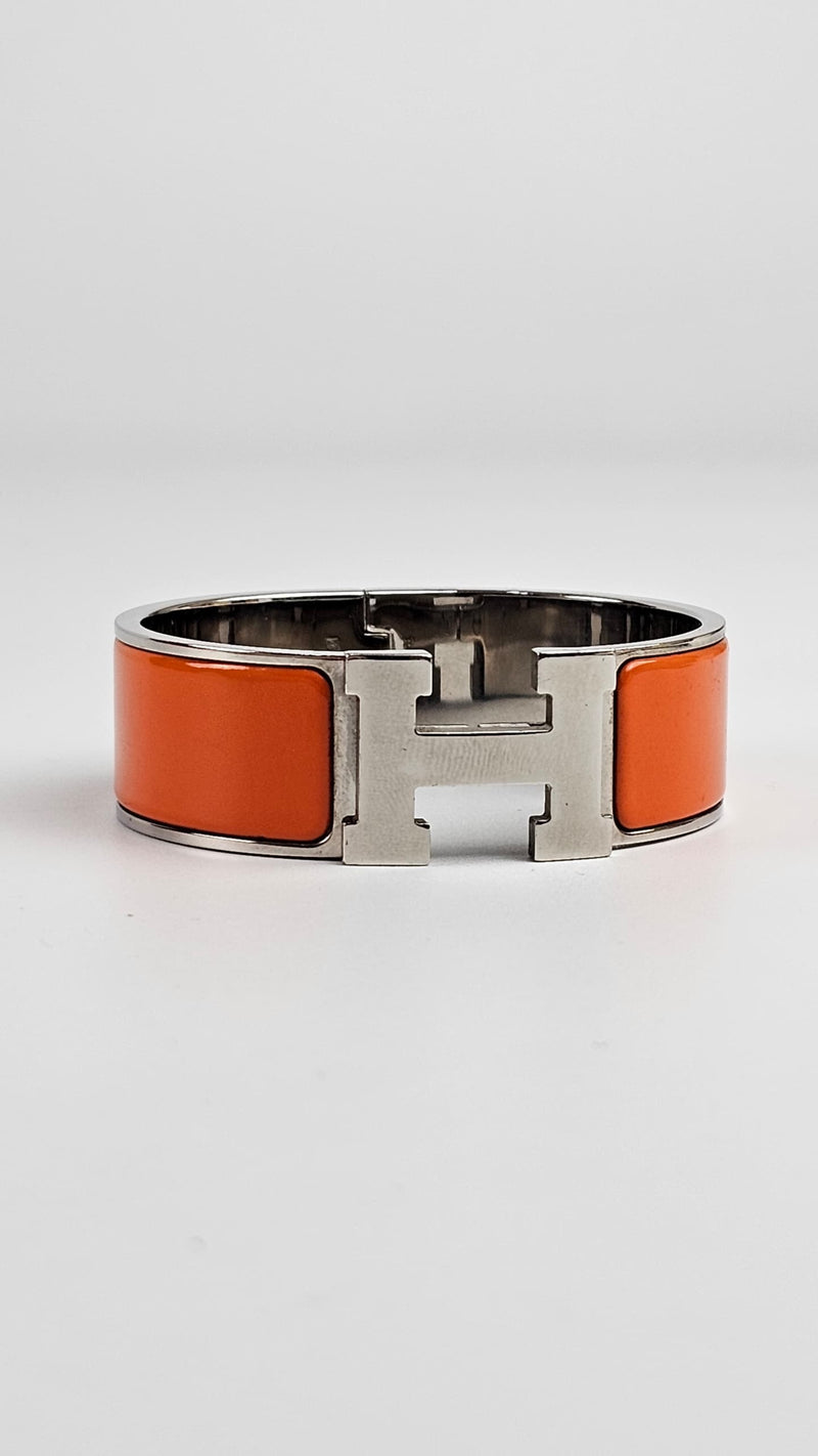 Clic Clac H Bracelet PM - Palladium Plated, Orange Fruité