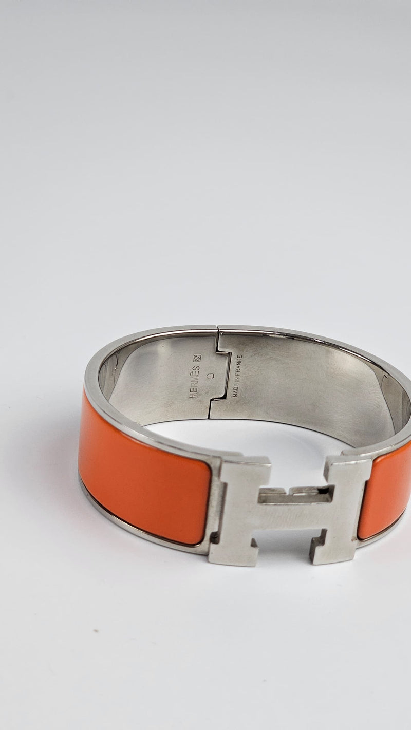 Clic Clac H Bracelet PM - Palladium Plated, Orange Fruité