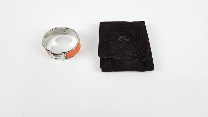 Clic Clac H Bracelet PM - Palladium Plated, Orange Fruité