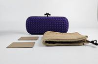 Intrecciato Satin &amp; Ayers Stretch Knot Clutch in Purple