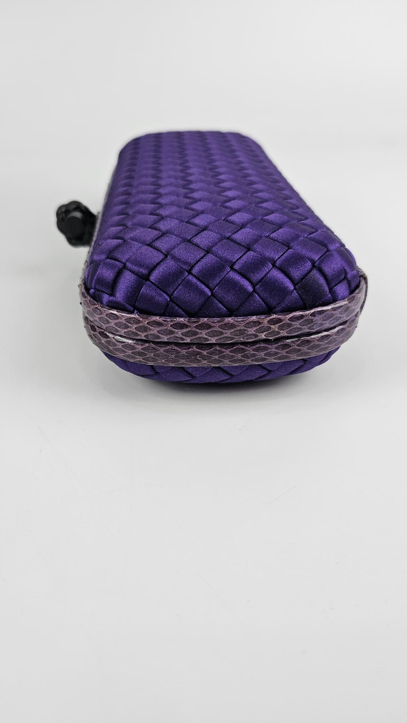 Intrecciato Satin &amp; Ayers Stretch Knot Clutch in Purple