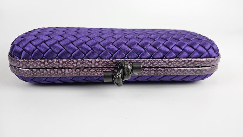 Intrecciato Satin &amp; Ayers Stretch Knot Clutch in Purple