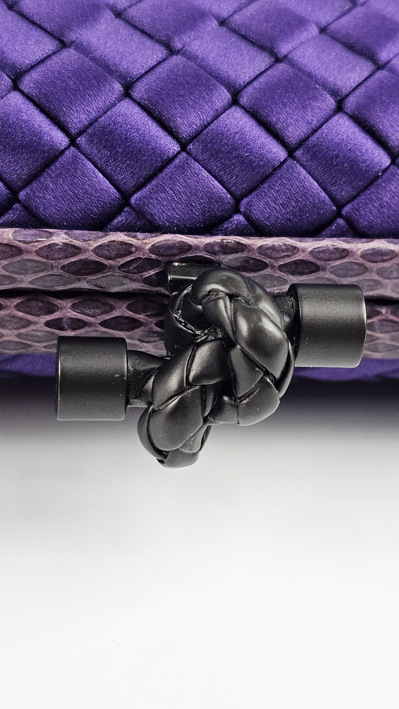 Intrecciato Satin &amp; Ayers Stretch Knot Clutch in Purple