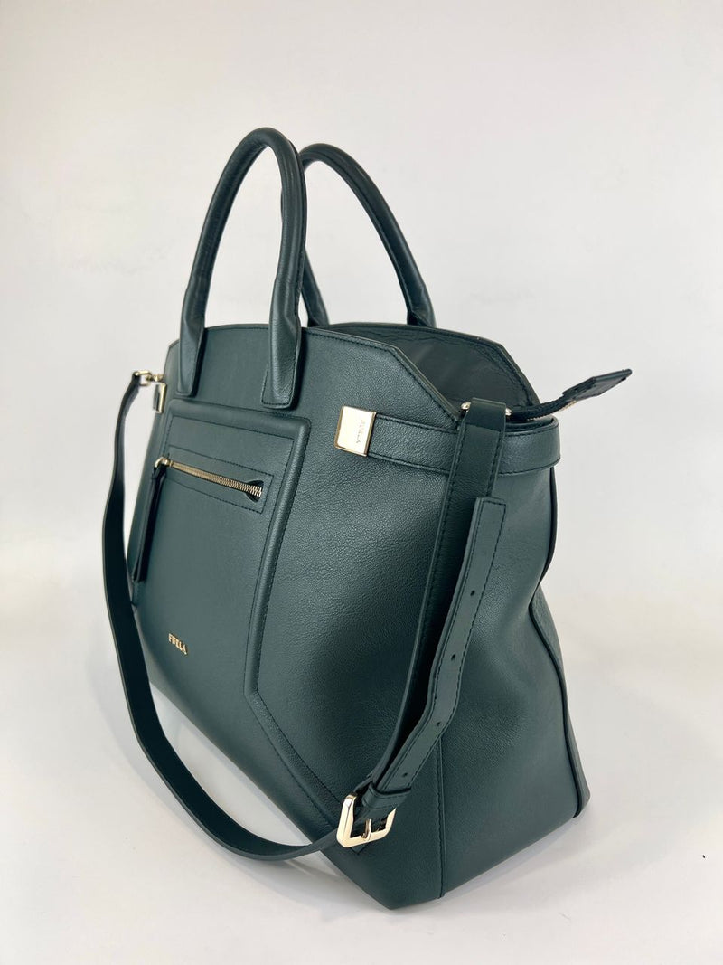 Pine Green Leather Alice Top Zip Satchel&nbsp;