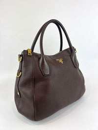 Brown Vitello Daino Leather Tote