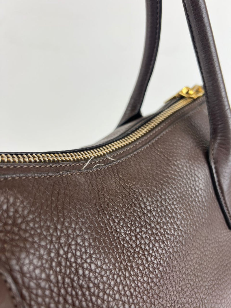 Brown Vitello Daino Leather Tote