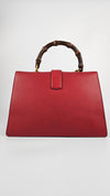 Moon Calfskin Web Large Dionysus Bamboo Top Handle Bag Hibiscus Red