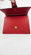 Moon Calfskin Web Large Dionysus Bamboo Top Handle Bag Hibiscus Red