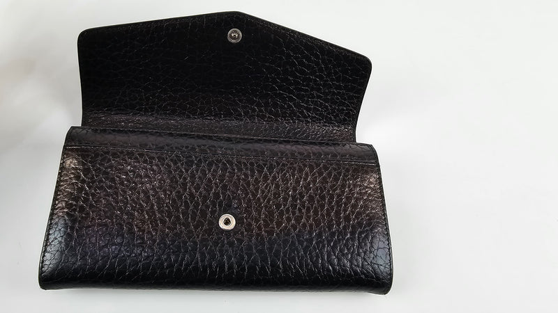 Antigona Long Flap Wallet in Black Grained Calf Leather