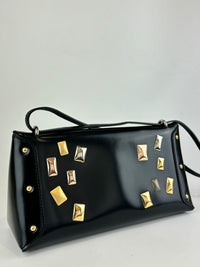 Sac Triangle Bag in Black Glazed Calfskin