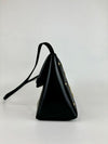 Sac Triangle Bag in Black Glazed Calfskin