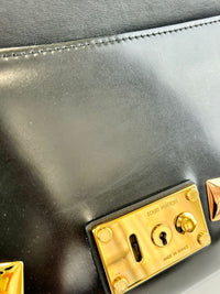 Sac Triangle Bag in Black Glazed Calfskin