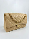 Beige Caviar Jumbo Classic Flap GHW