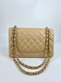 Beige Caviar Jumbo Classic Flap GHW