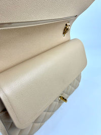 Beige Caviar Jumbo Classic Flap GHW