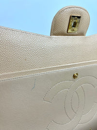 Beige Caviar Jumbo Classic Flap GHW