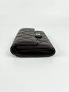 AP0232 Dark Brown Classic Quilted Caviar Medium Flap Wallet LGHW