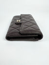 AP0232 Dark Brown Classic Quilted Caviar Medium Flap Wallet LGHW